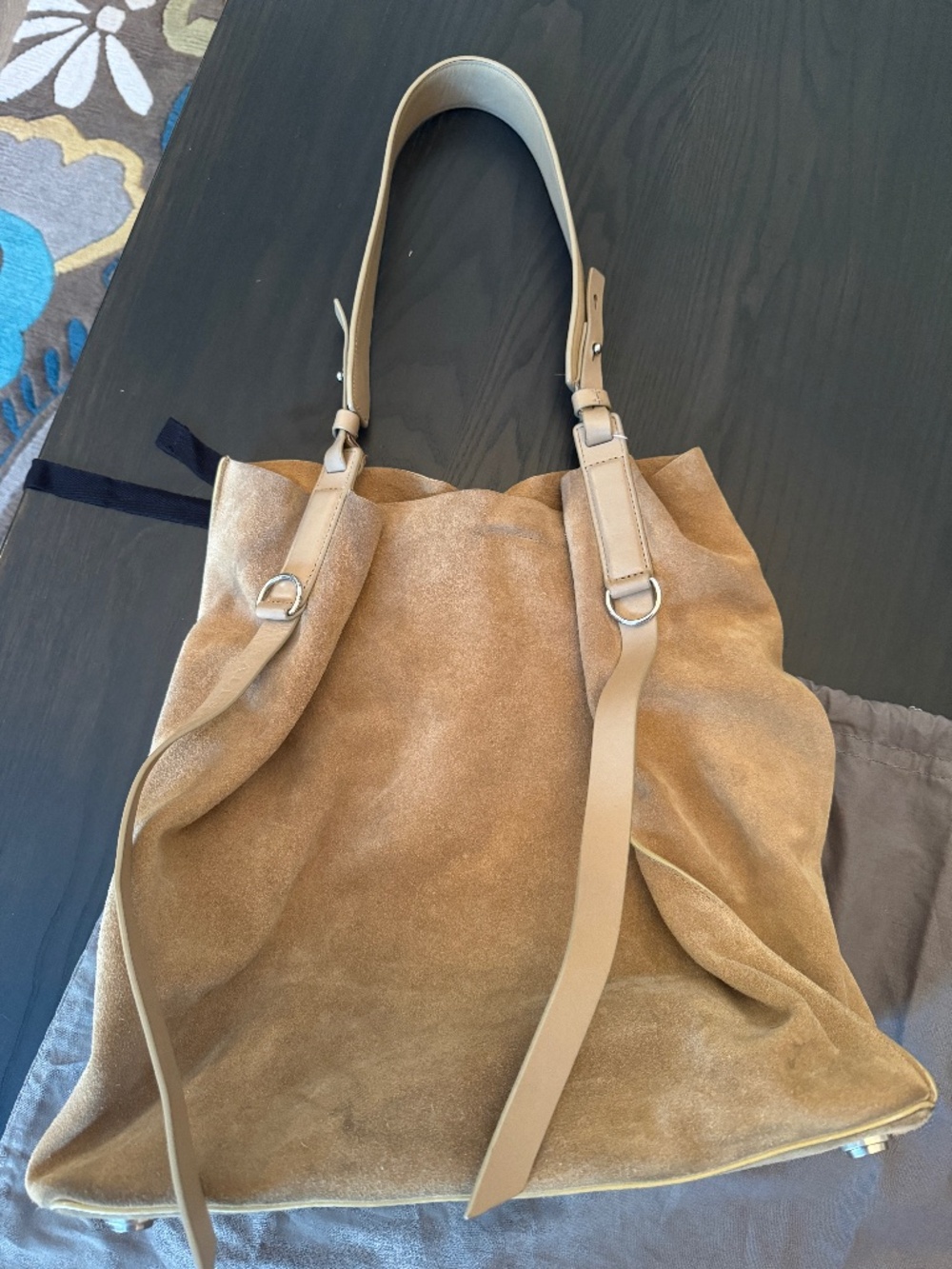 ALLSAINTS Paradise North South Suede Tote (TAN)